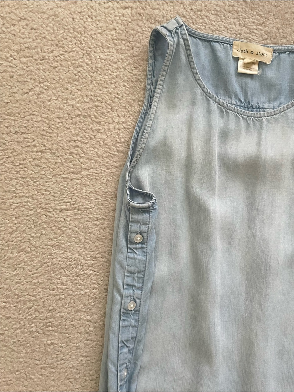 cloth & stone Light Blue Chambray Sleeveless Button-Side Lightweight Dress Women - Picture 4 of 5